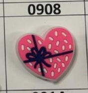 0908-  Pink Heart w/ Bow Focal Bead