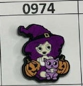0974- Witch w Cats Focal Bead
