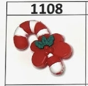 1108- 3D Candy Cane Focal Bead