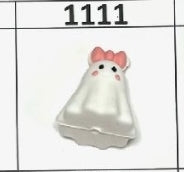 1111- 3D Ghost w Pink Bow Focal Bead