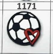 1171- Soccer Ball w Heart Focal Bead