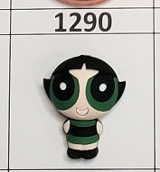 1290- 3D Green Power Girl Focal Bead