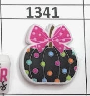 1341- Black Polka Dot Pumpkin Focal Bead