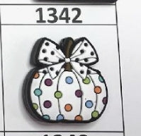 1342- White Polka Dot Pumpkin Focal Bead