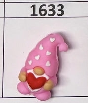 1633- 3D Pink Gnome w Heart Focal Bead