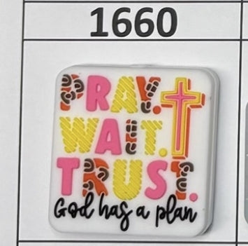 1660- Pray Wait Trust Focal Bead