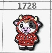 1728- Red Raincoat Cow Focal Bead