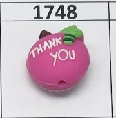 1747- 3D Thank You Teacher Apple Dark Pink Focal Bead