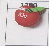 1750-3D Thank You Teacher Apple Red Focal Bead