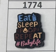 1774- Eat Sleep Poop Repeat Focal Bead