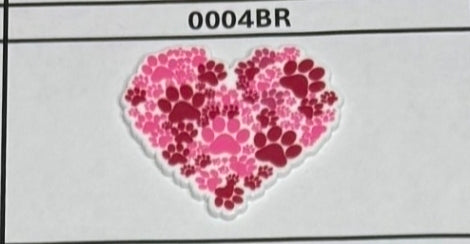 0004BR Pink &Red Paw Heart