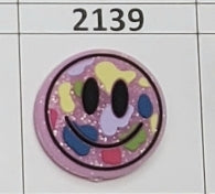 2139-  Pink Clear Smiley Focal Bead