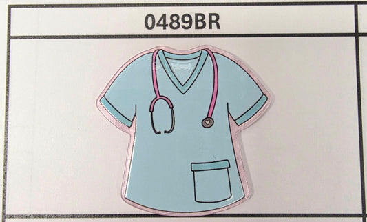 0489BR-Blue Scrub Top