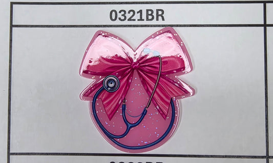 0321BR Pink Bow w/ Stethoscope