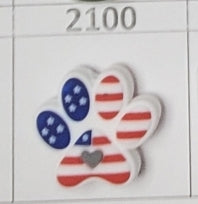 2100- Patriotic Paw Focal Bead