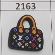 2163-  Black Multi Love Purse Focal Bead
