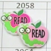 2058a- Dark Pink Read Apple Worm Focal Bead