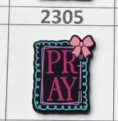 2305- Pray Black & Teal Focal Bead