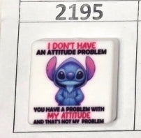 2195- I Don't Have an Attitude Problem Blue Guy Focal Bead