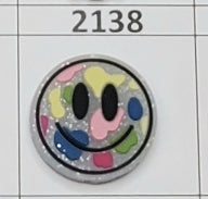 2138-  White Clear Smiley Focal Bead