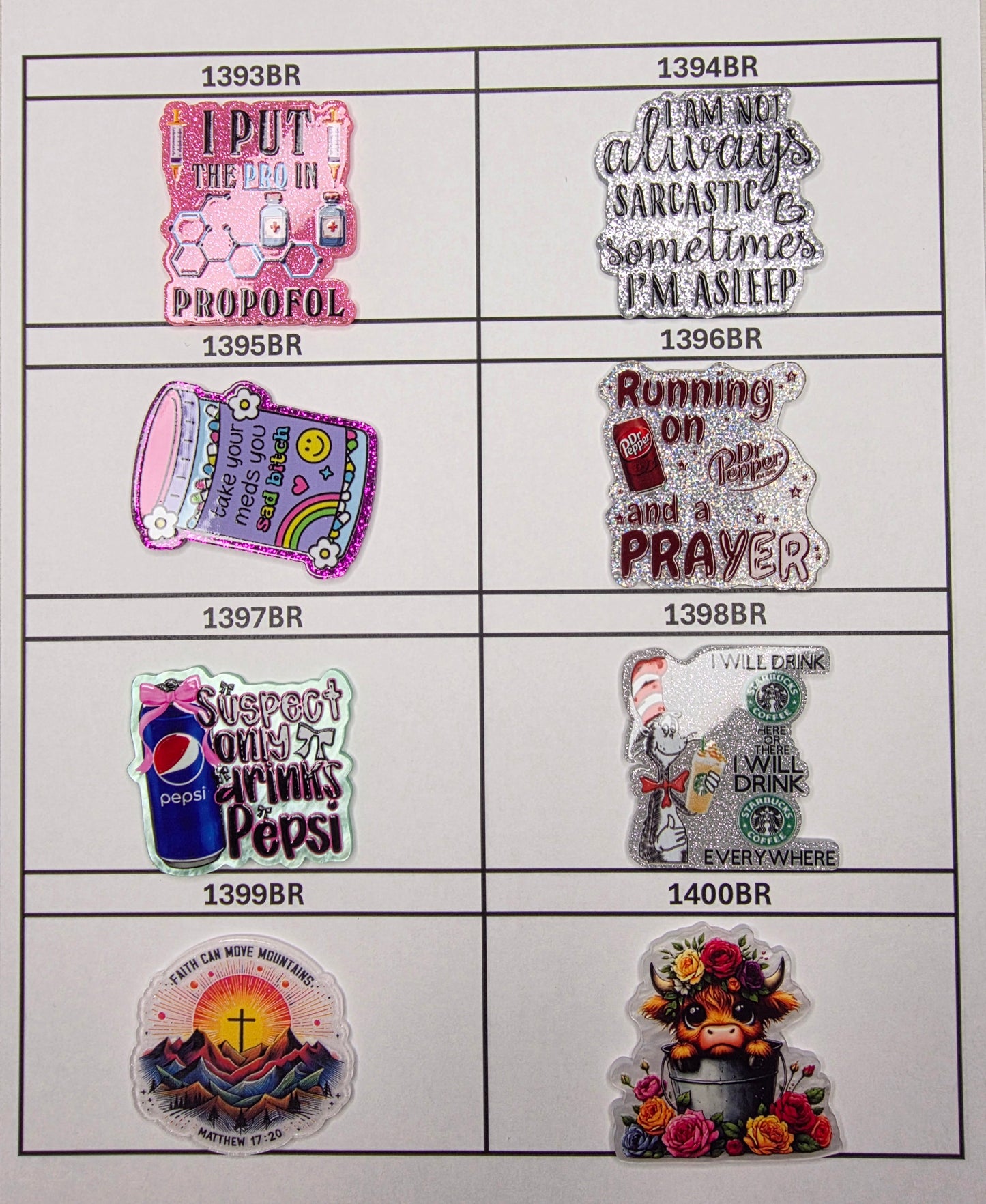 0000- Acrylic Flatback Catalog