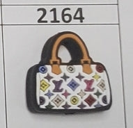 2164-  White Multi Love Purse Focal Bead